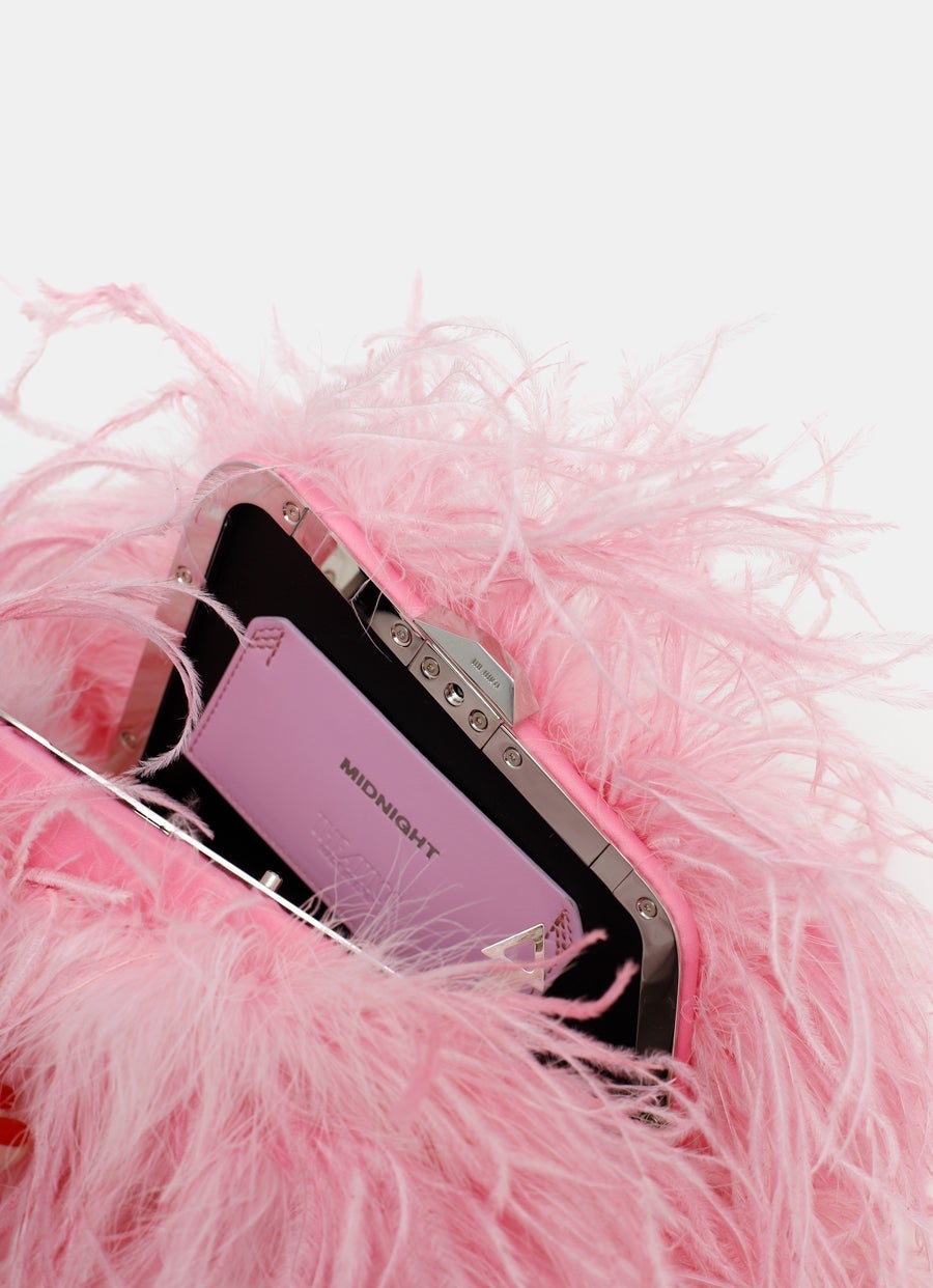 ''Midnight'' Feathers Mini Clutch