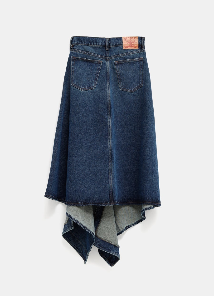 Cut-out Denim Skirt
