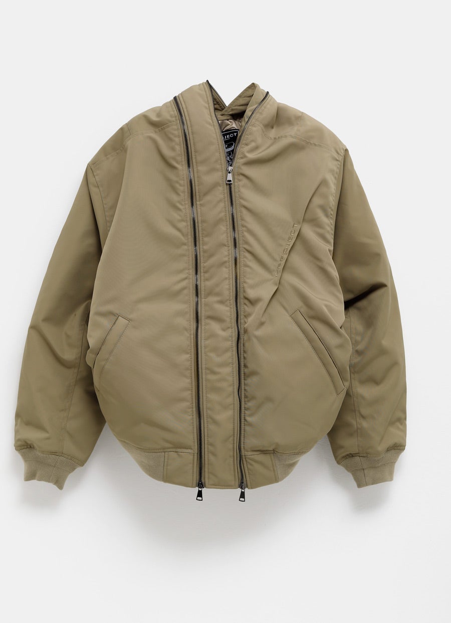 Double Zip Pinched Logo Bomber for Men