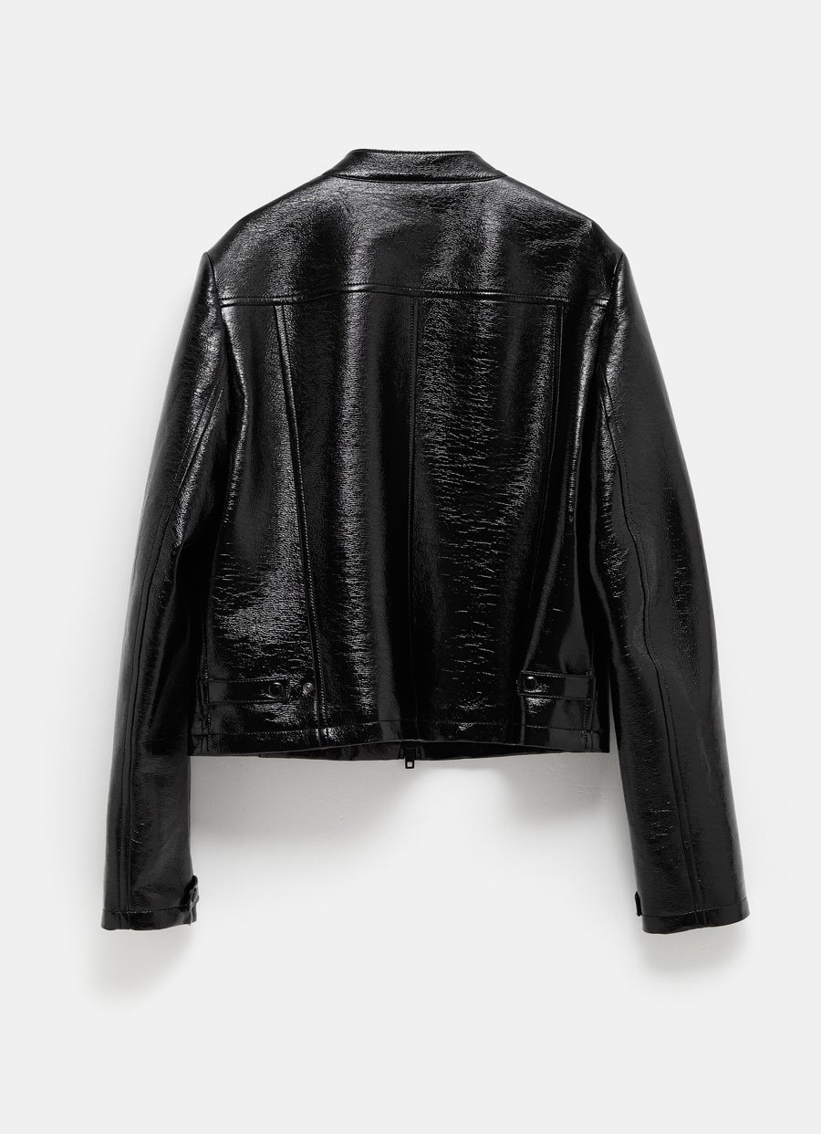 Iconic Vinyl Biker Jacket for Men