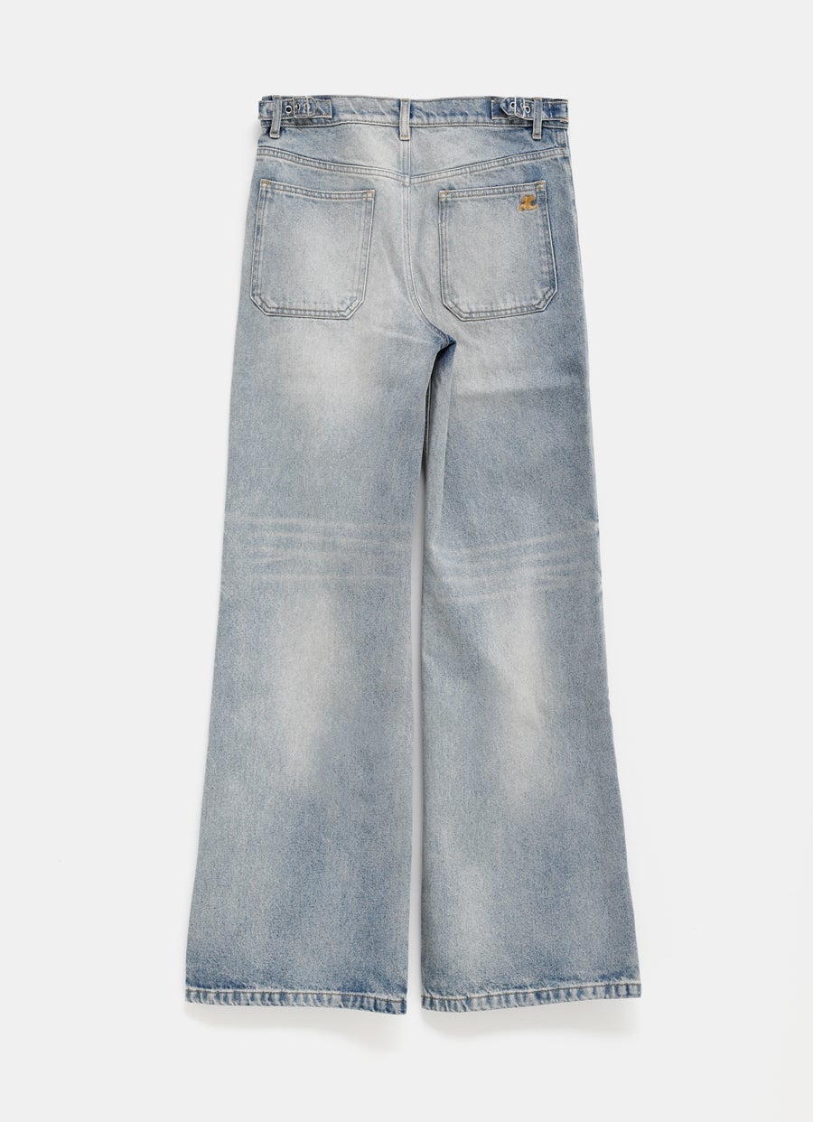 Multiflex Blue Denim Baggy Pants for Men