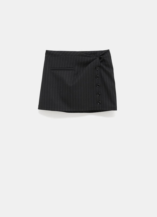 Twist Snaps Pinstripes Mini Skirt