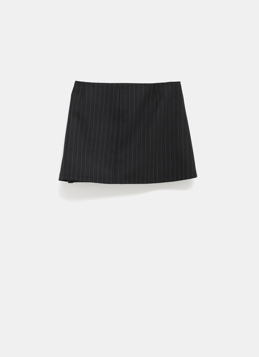 Twist Snaps Pinstripes Mini Skirt