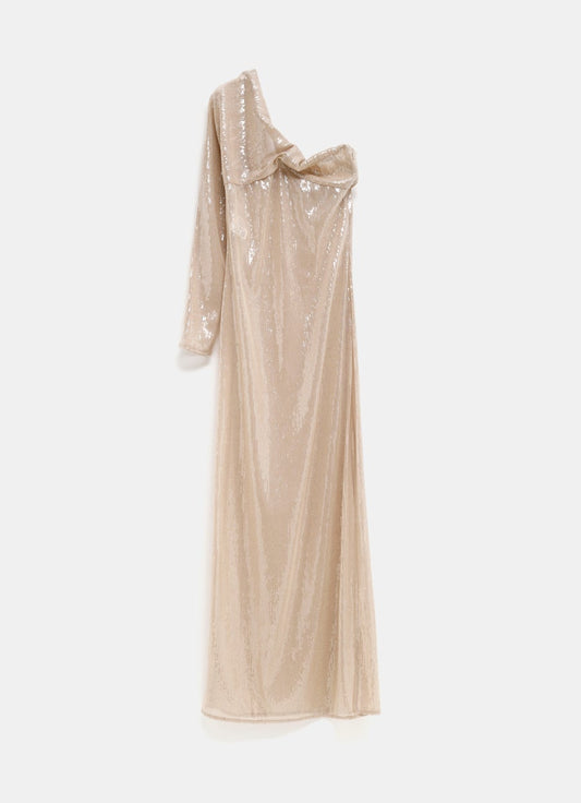 Twist Asymmetrical Glitter Long Dress