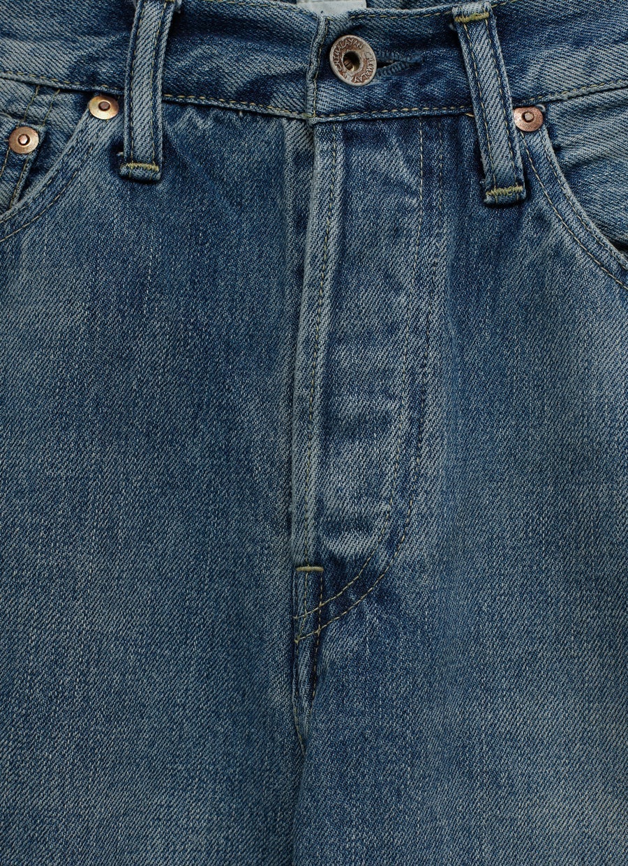 13.5oz Selvedge Denim Used Ankle Cut Jeans