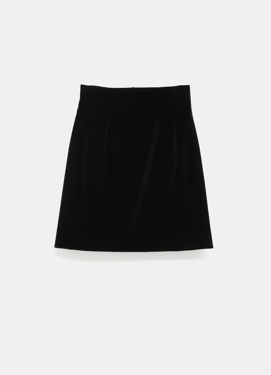 Flock Velvet Mini Skirt