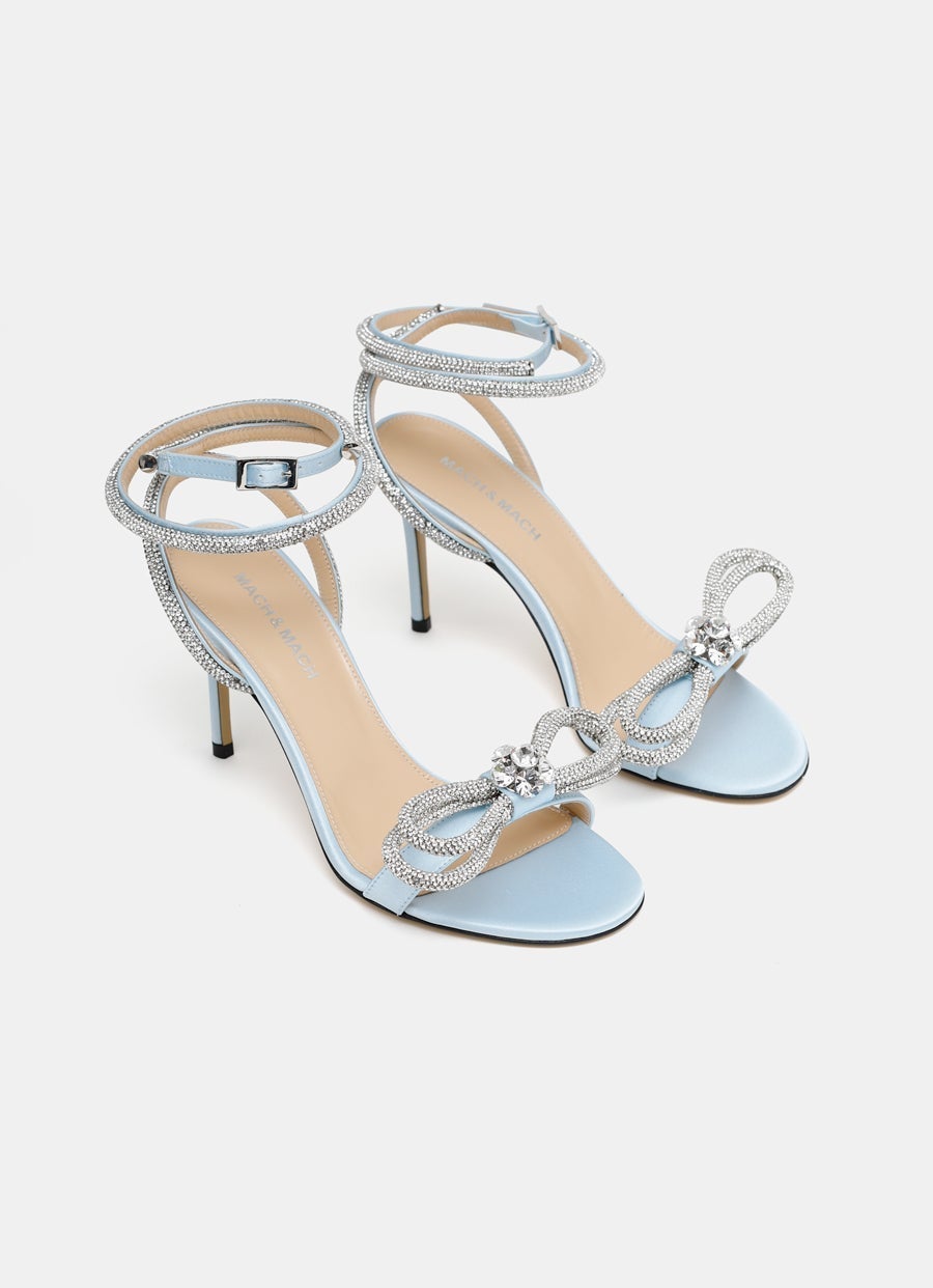 Double Bow Round Toe Satin Sandal