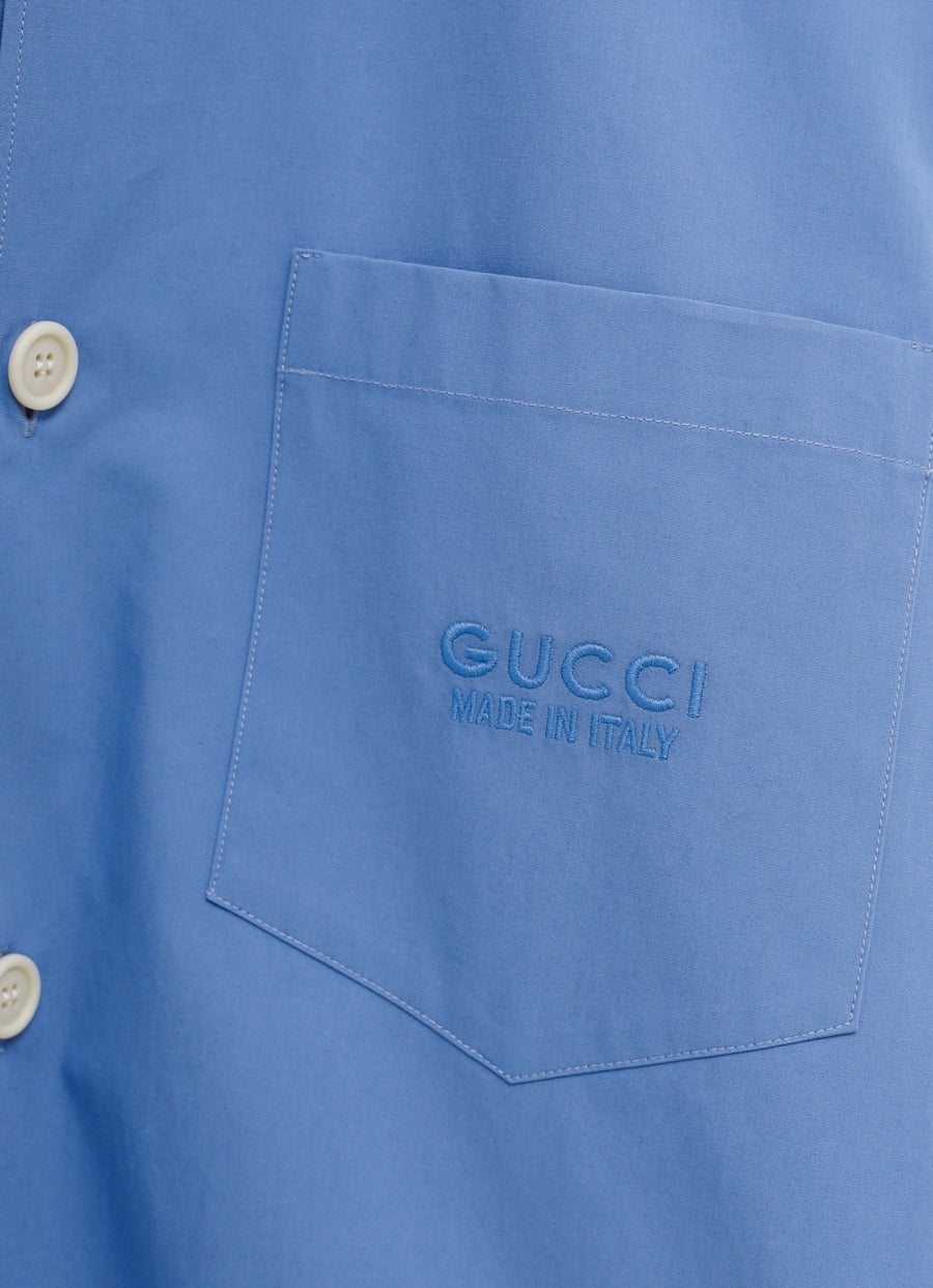 Cotton Shirt with Gucci Embroidery
