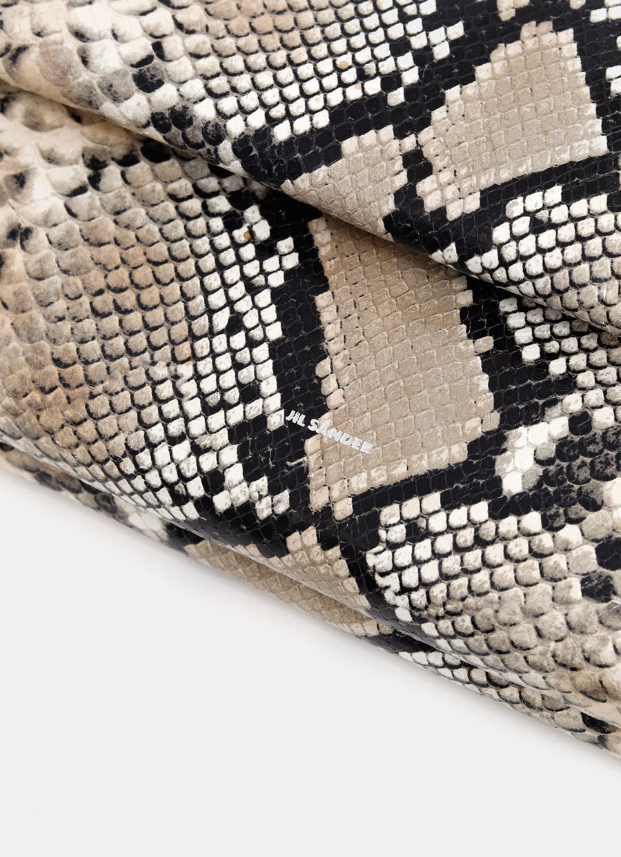 Snake Embossed Leather Clutch