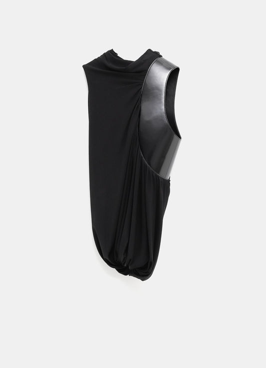 Sleeveless Top with Leather Insert