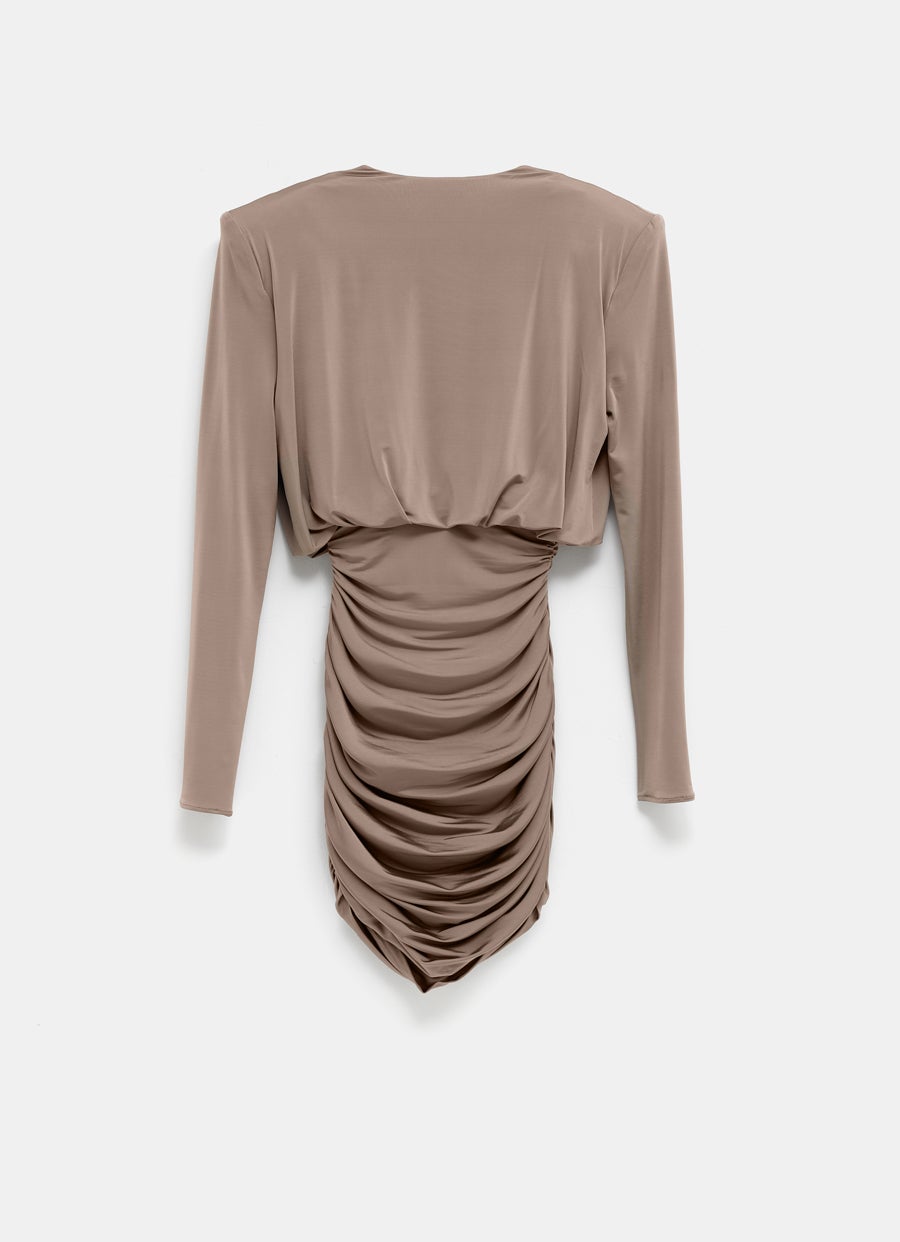 Draped Plunge Jersey Mini Dress