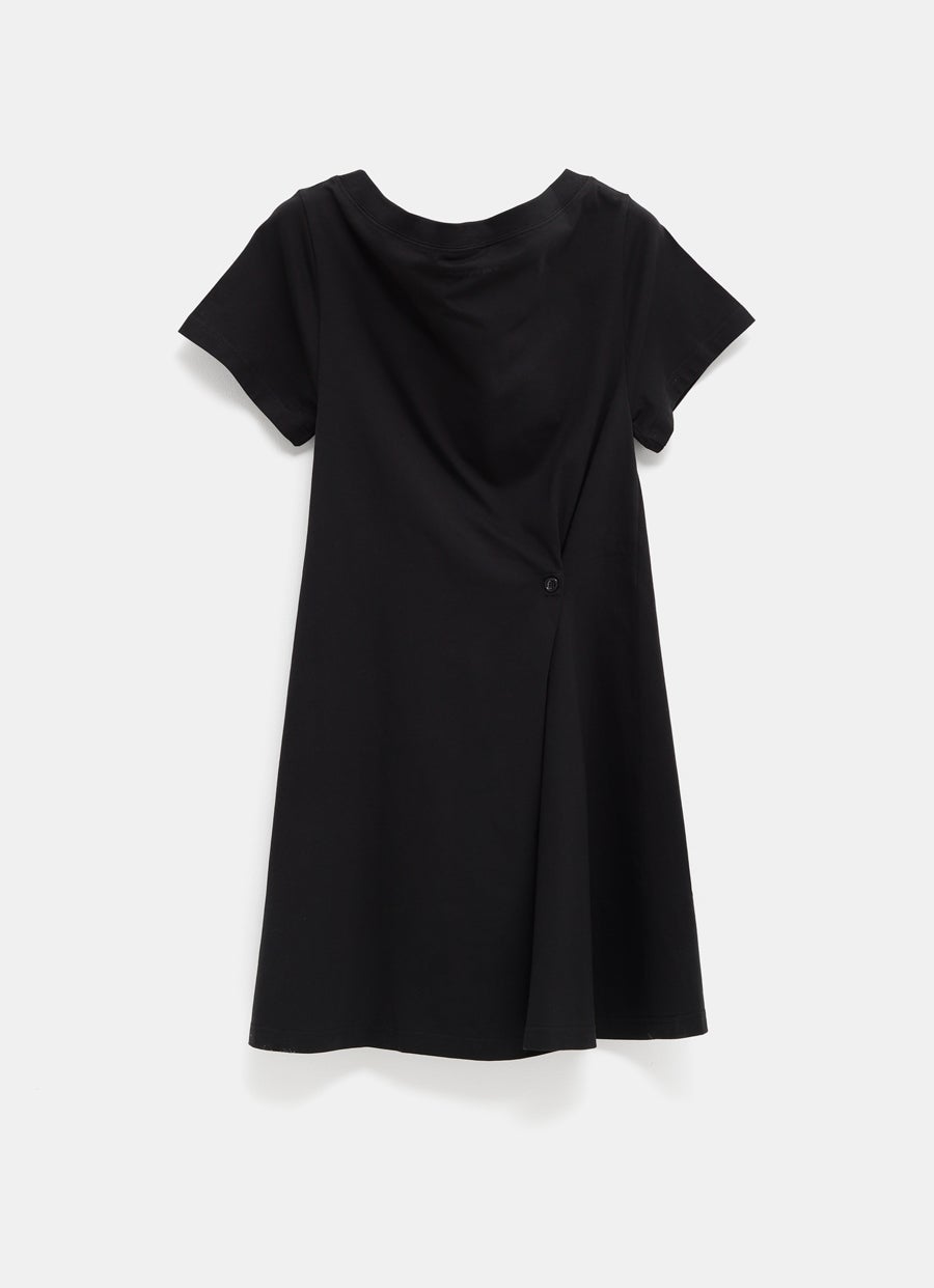 Boat Neck Body Cotton Mini Dress