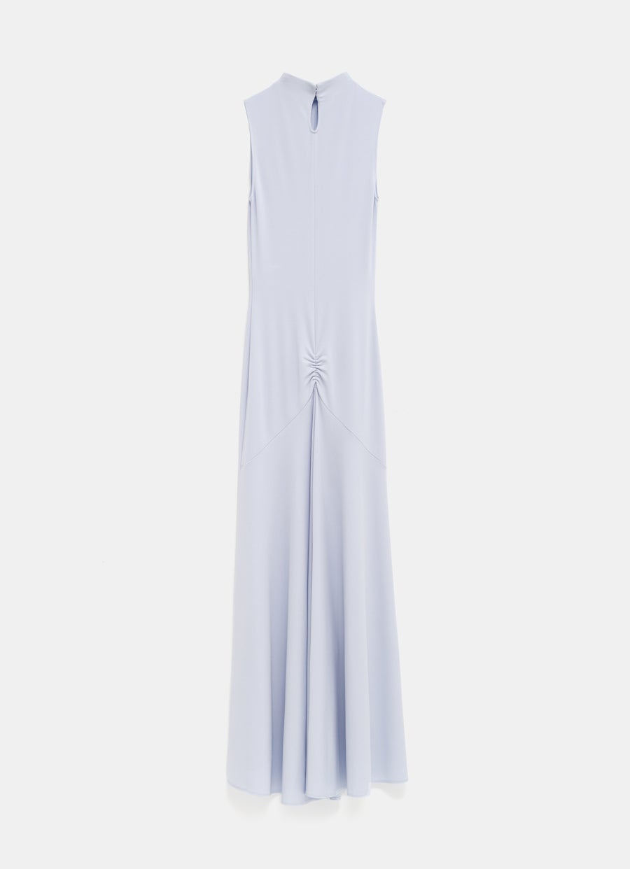 High Neck Crepe Jersey Long Dress