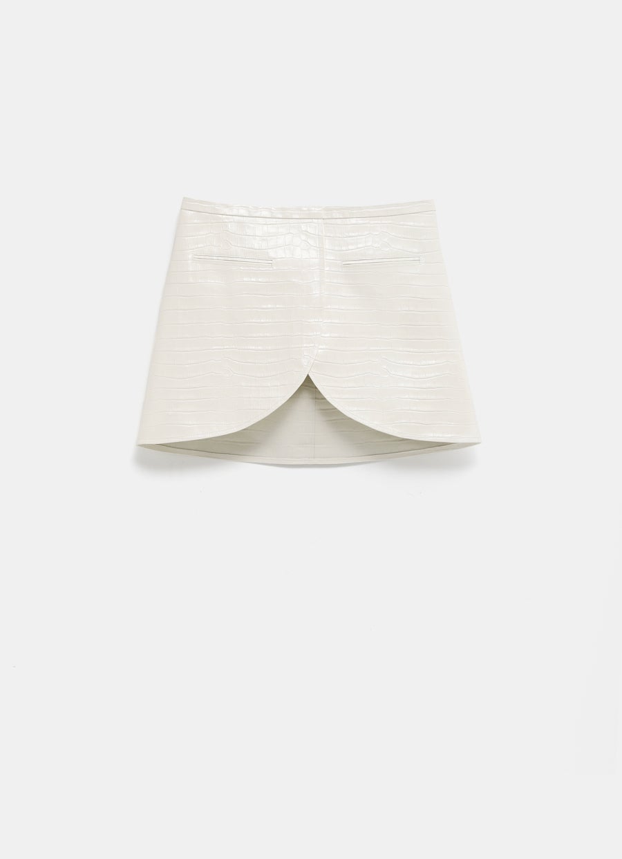 Ellipse Croco Stamped Mini Skirt