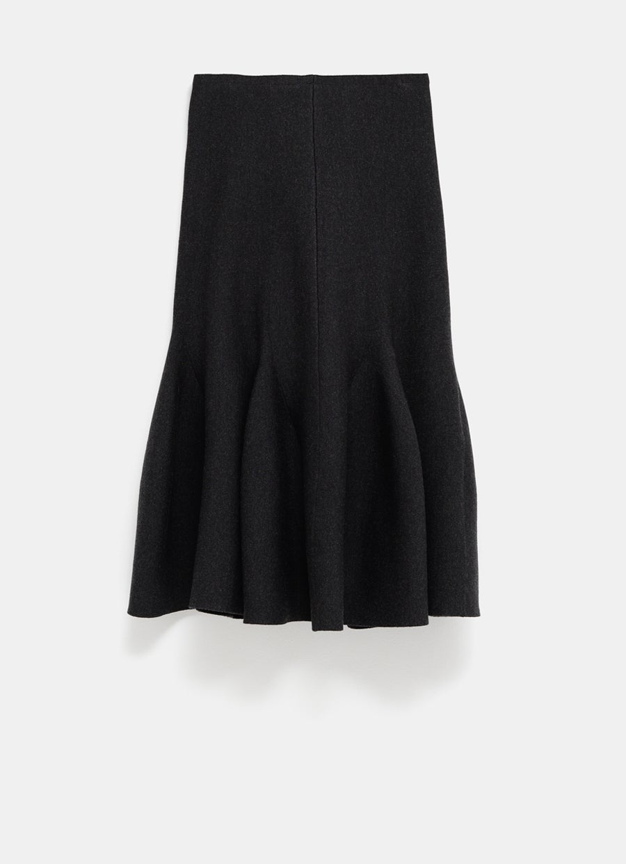 Midi Skirt in Sculptural Godet Knit