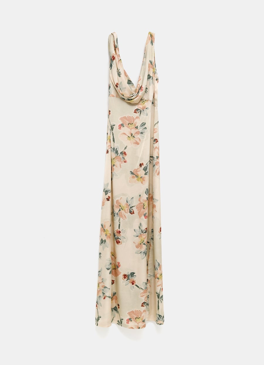 Twist Drape Floral Dress