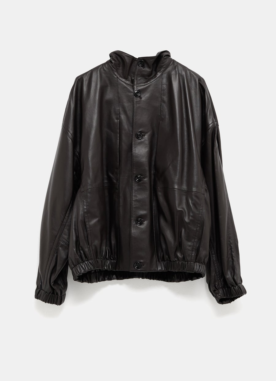 Stand Collar Leather Blouson