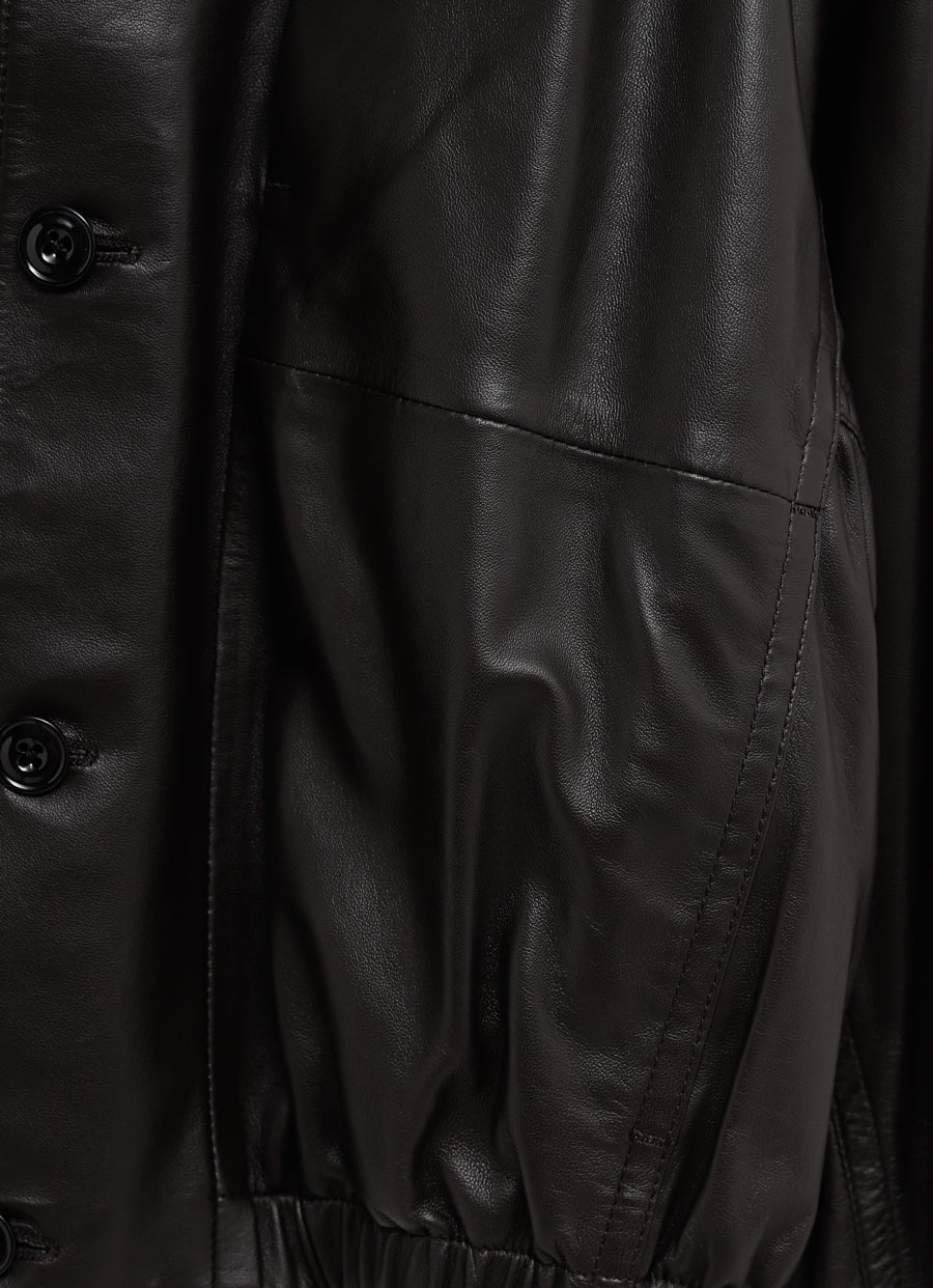 Stand Collar Leather Blouson