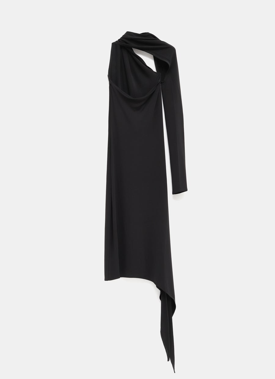 Long Slash Crepe Dress