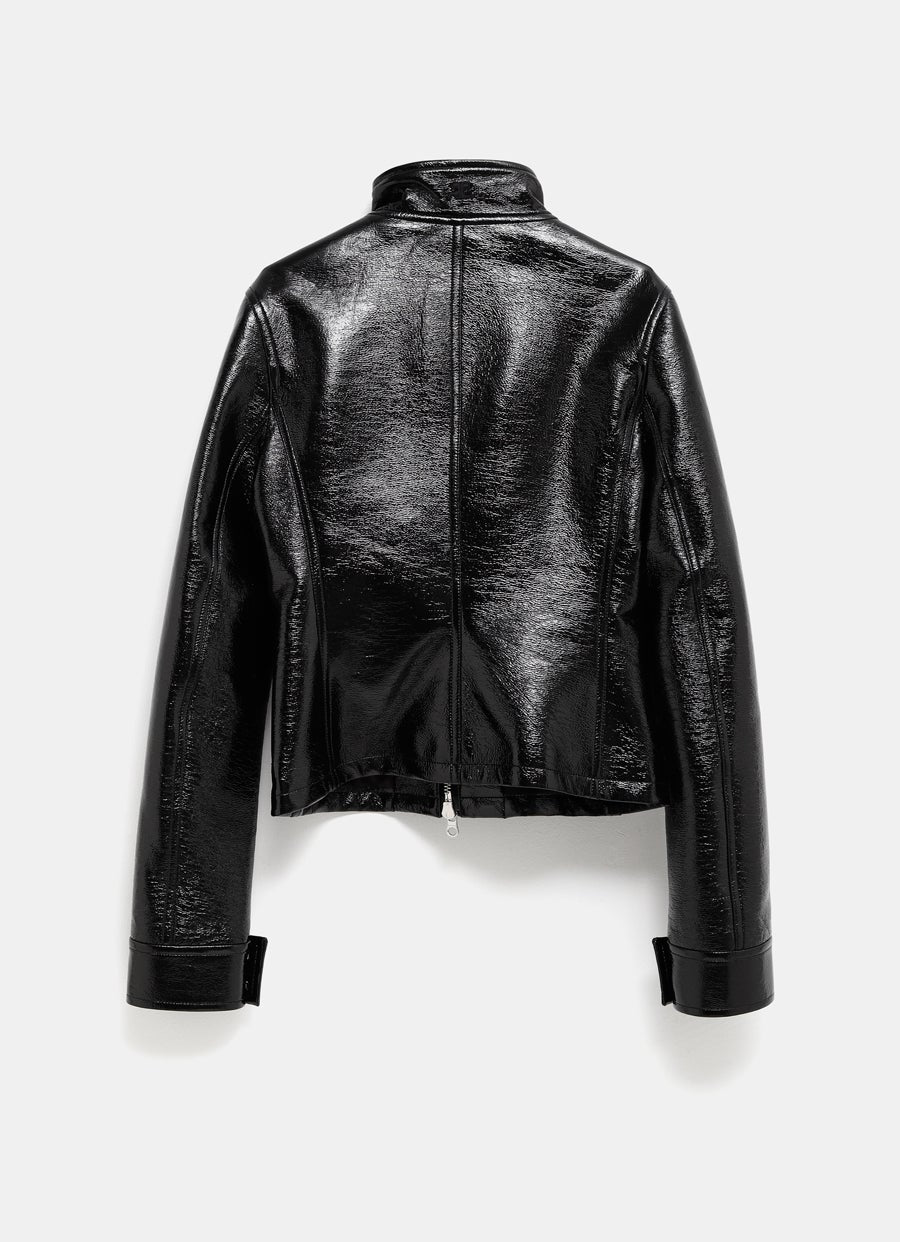 Zipped Vinyl Motorcycle Jacket