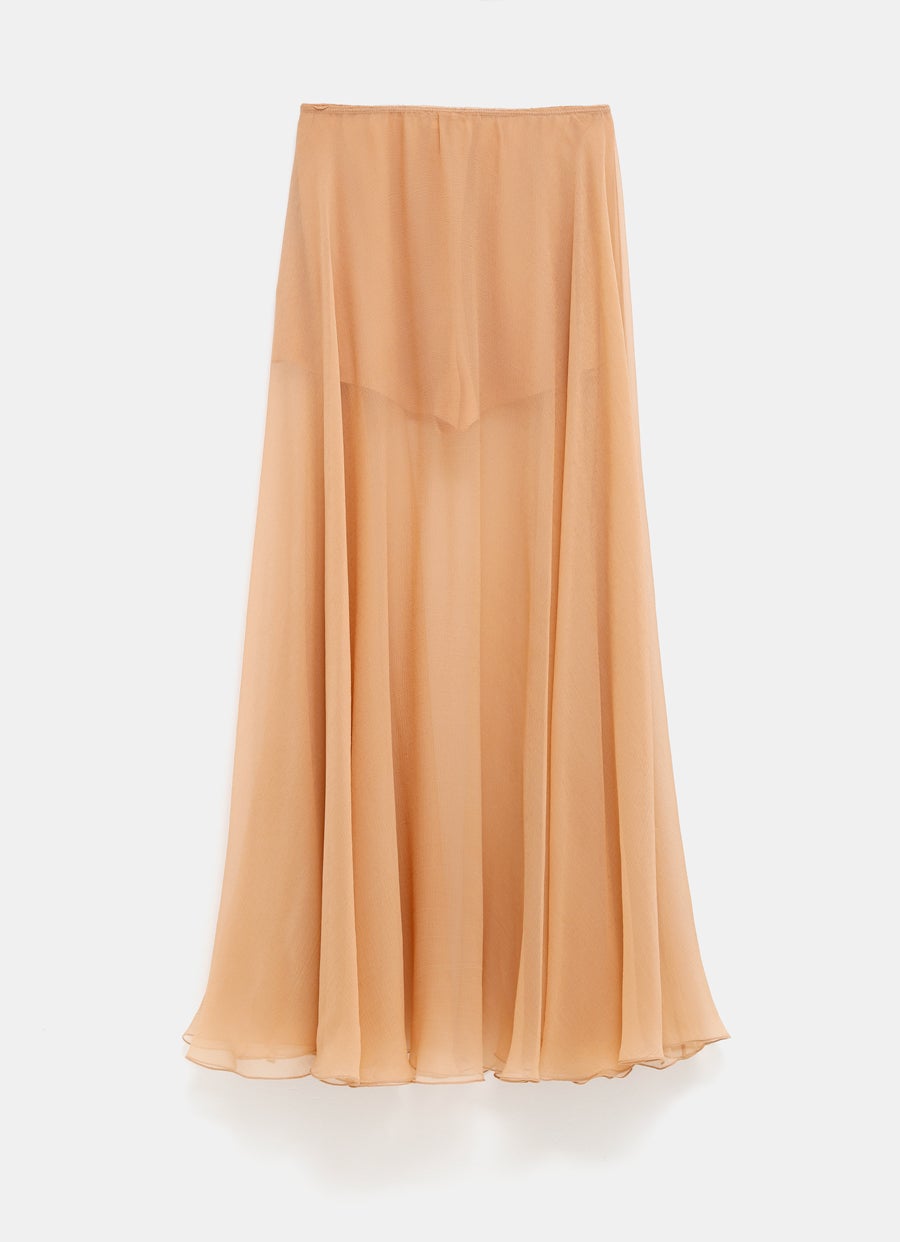 Fluid Long Skirt in Silk Mousseline