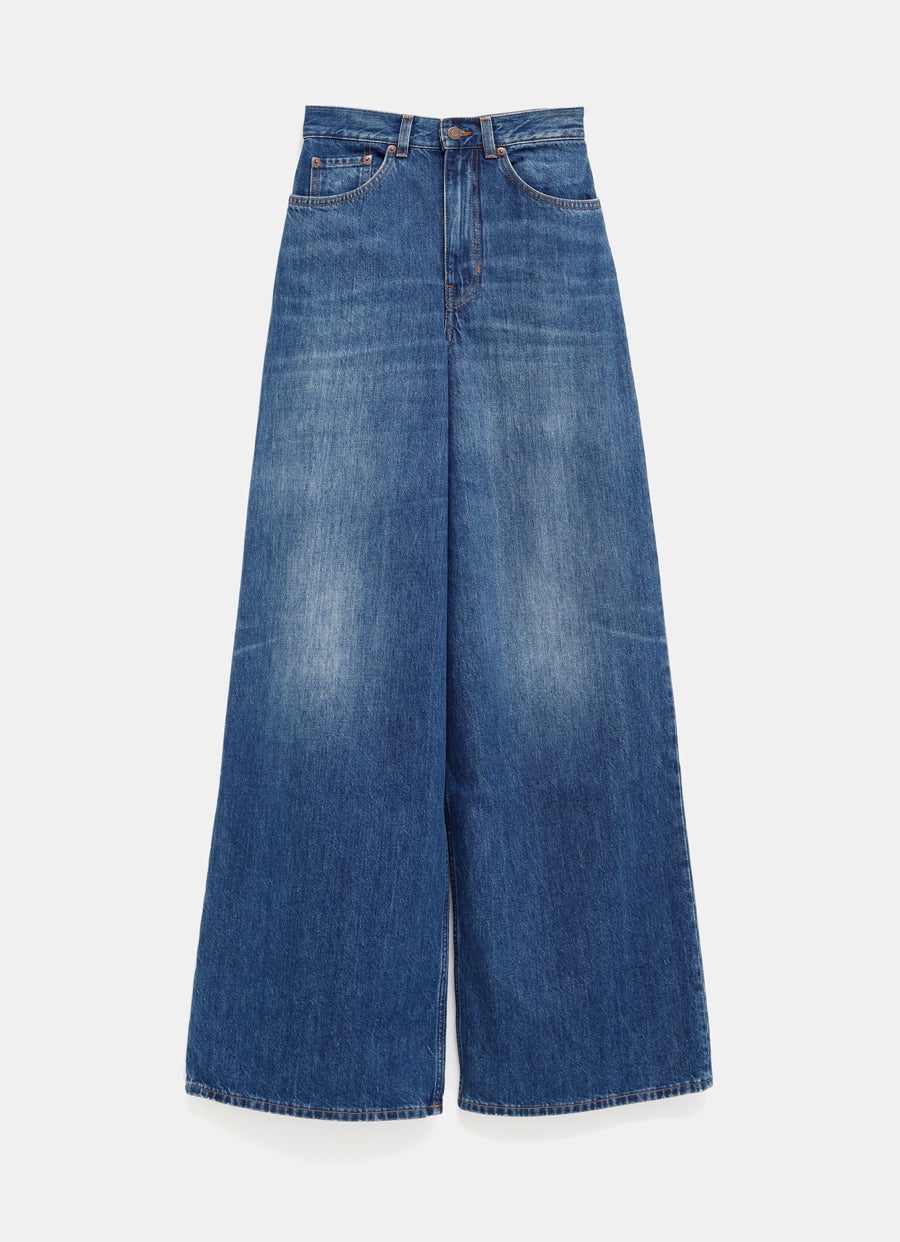 Wide-Leg Denim Pants