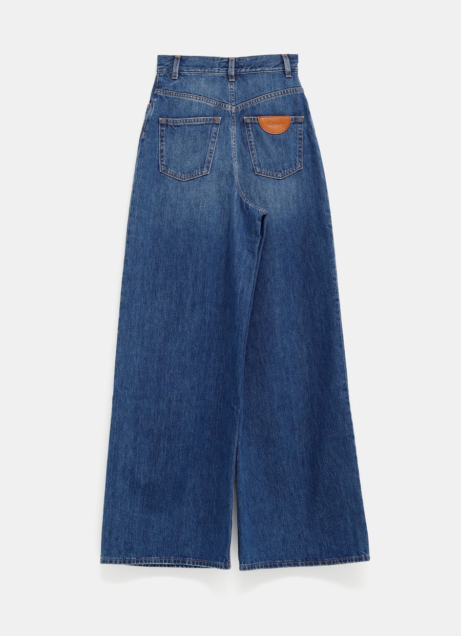 Wide-Leg Denim Pants