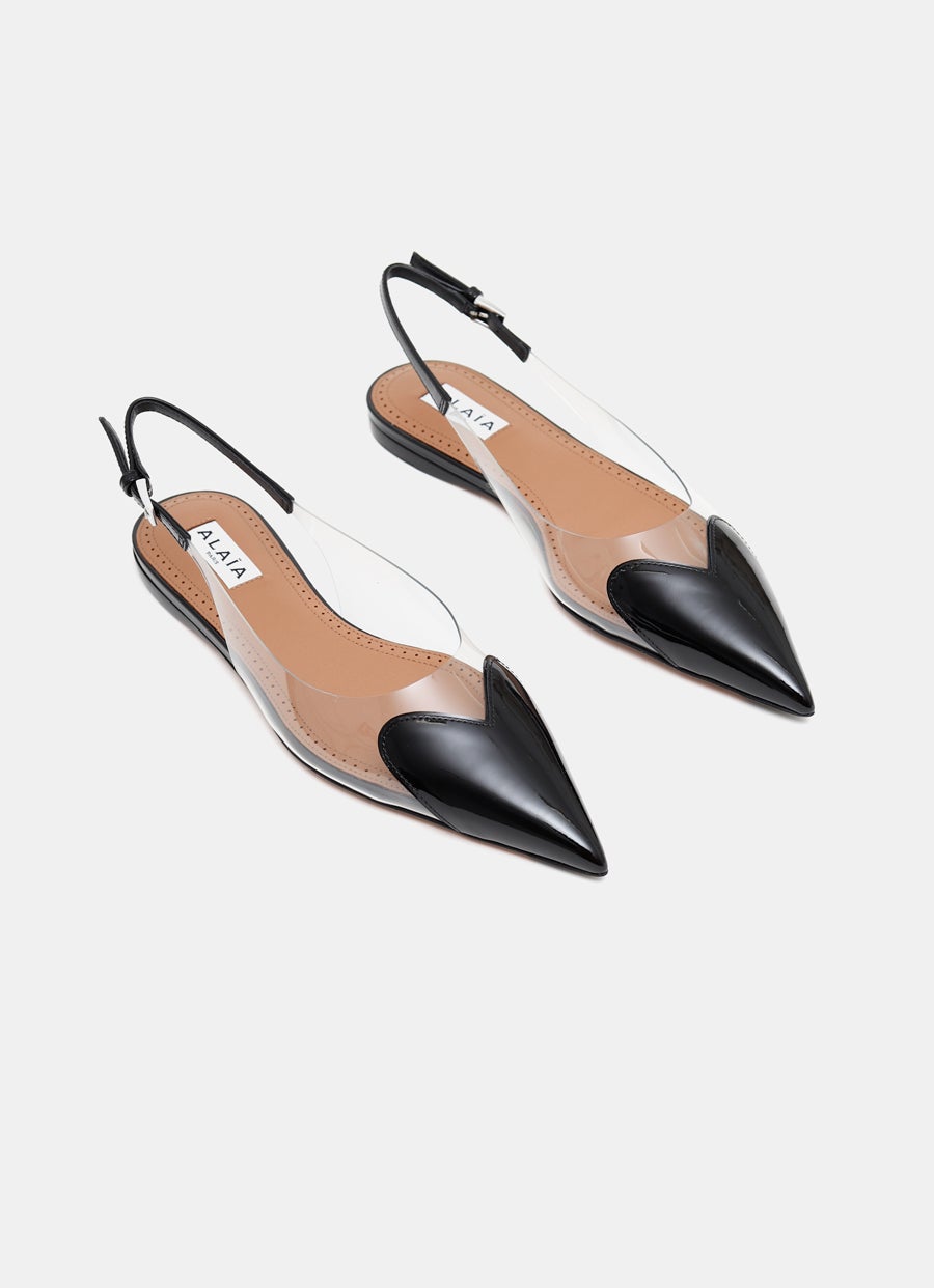 Le Coeur Flat Slingbacks in Patent Calfskin