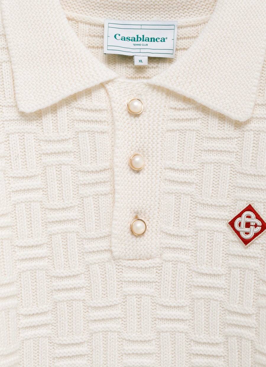 Column Knit Polo Shirt