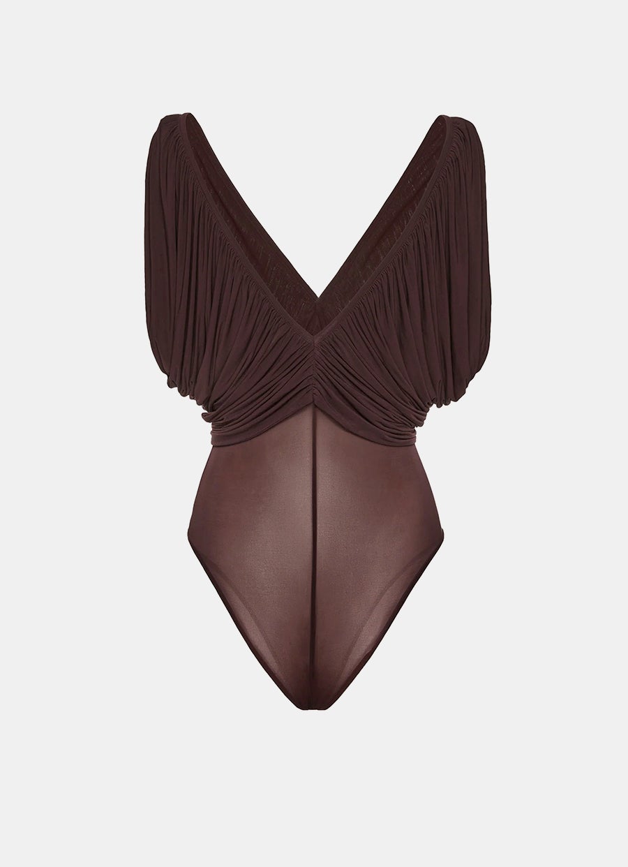 Ruched V-neck Bodysuit