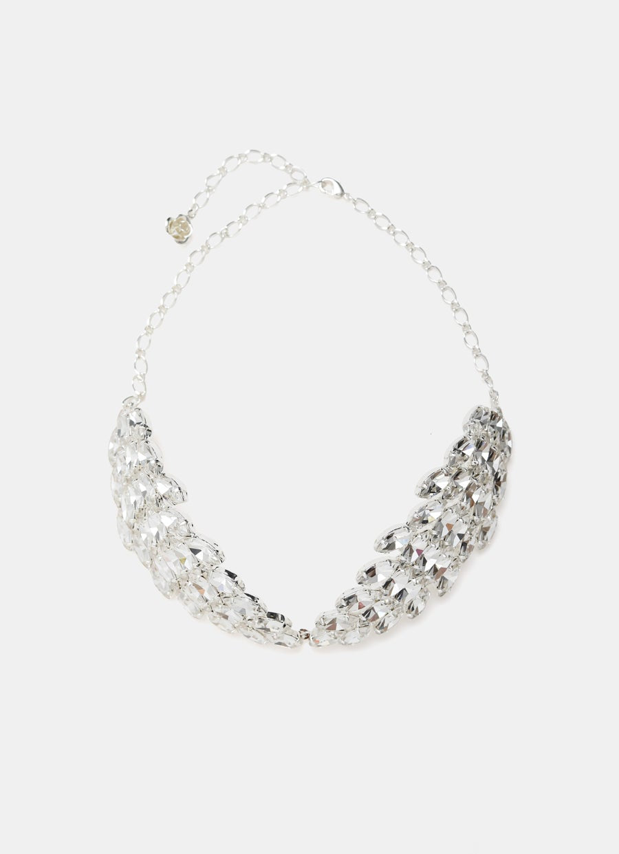 Crystal Marquise Choker in Silver