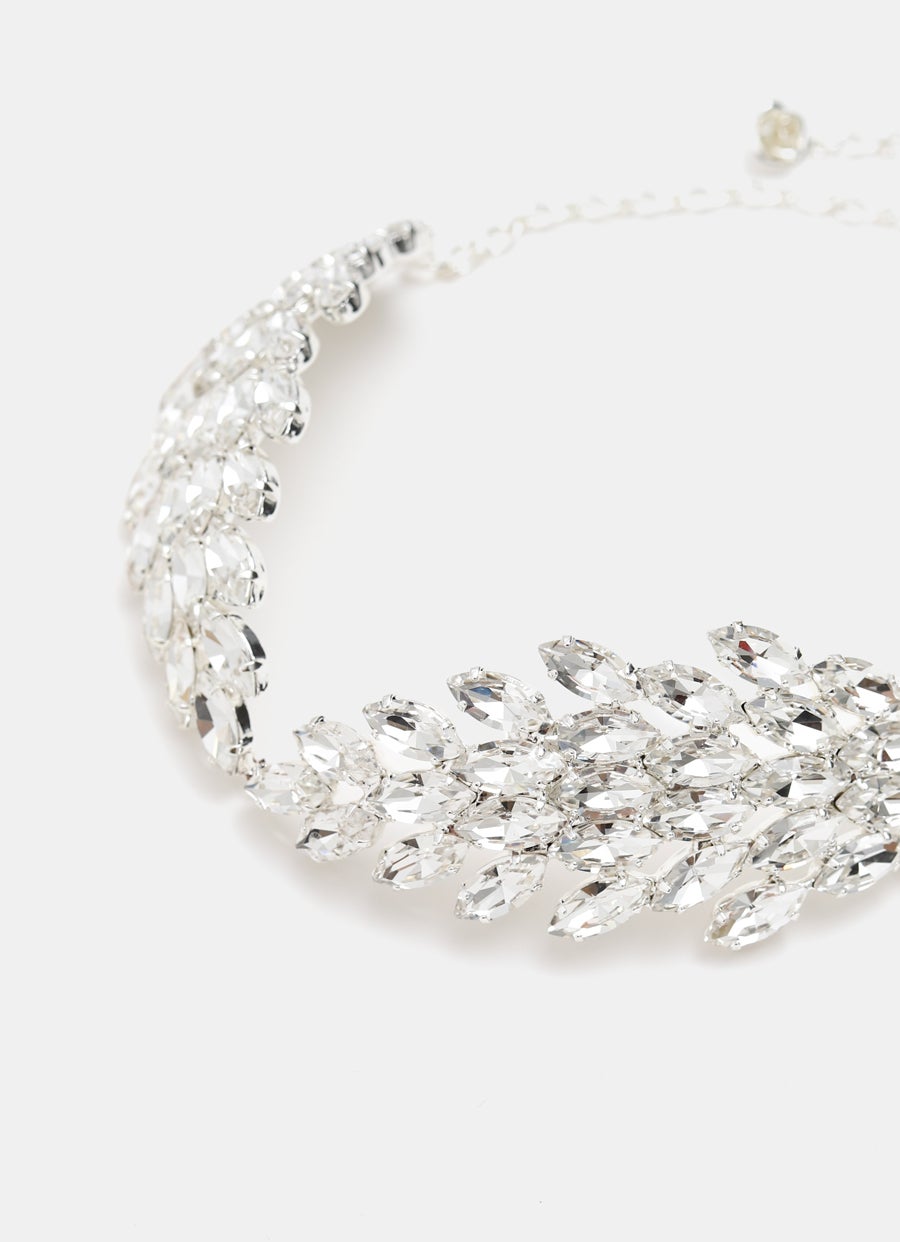 Crystal Marquise Choker in Silver