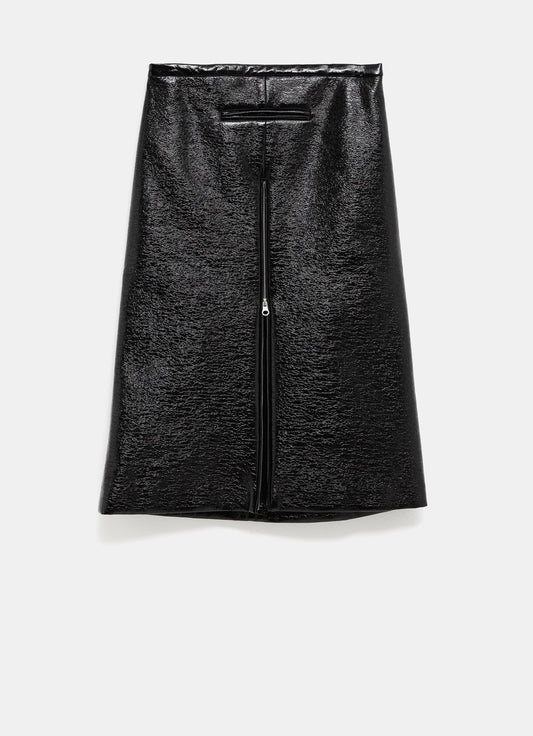 Tailored Zipped Vinyl Midi Skirt