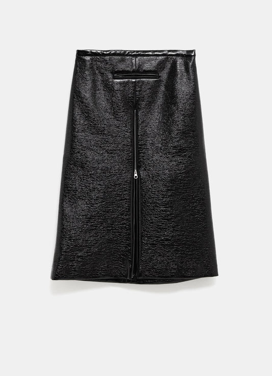 Tailored Zipped Vinyl Midi Skirt