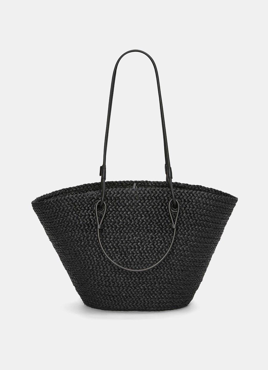 Anagram Basket Bag in raffia and calfskin