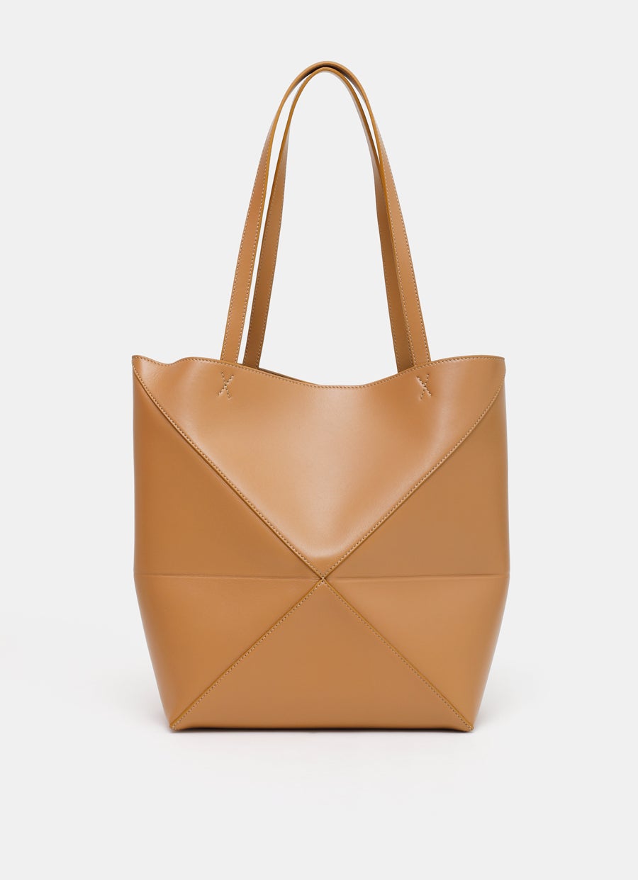 Puzzle Fold Tote Bag in shiny calfskin