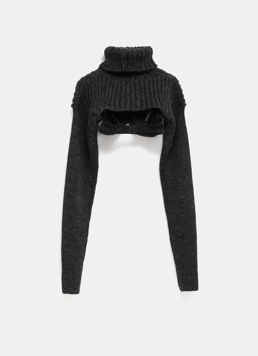 Cropped High Neck Knit