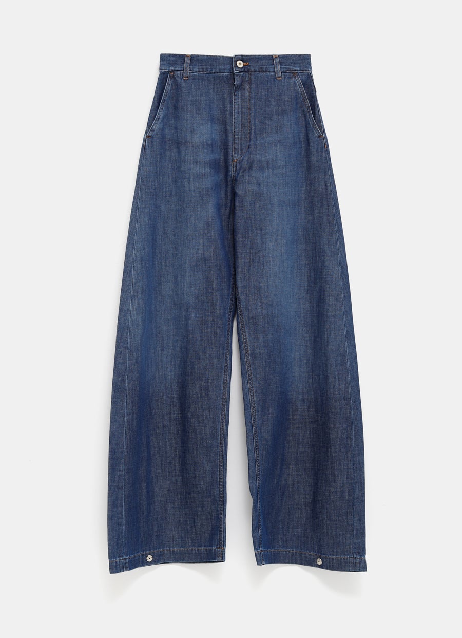 Balloon Trousers in Washed Denim