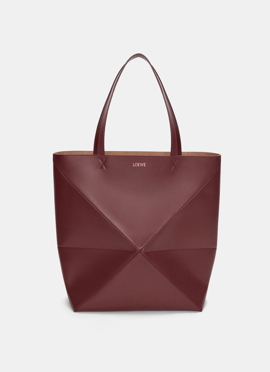 XL Puzzle Fold Tote Bag in shiny calfskin