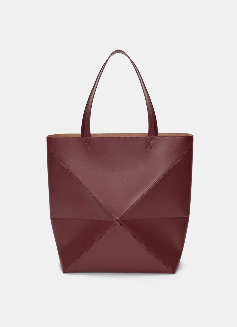 XL Puzzle Fold Tote Bag in shiny calfskin