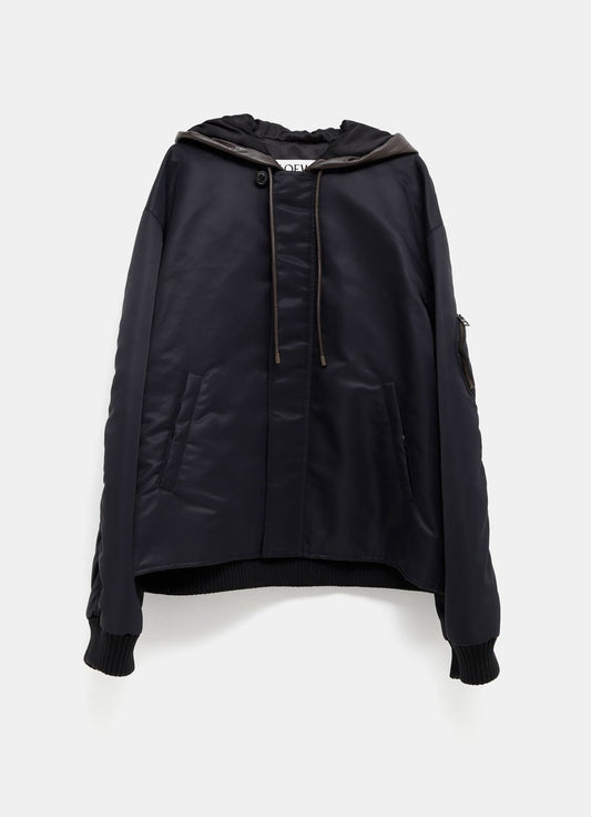 Hooded Bomber Jacket in Nylon