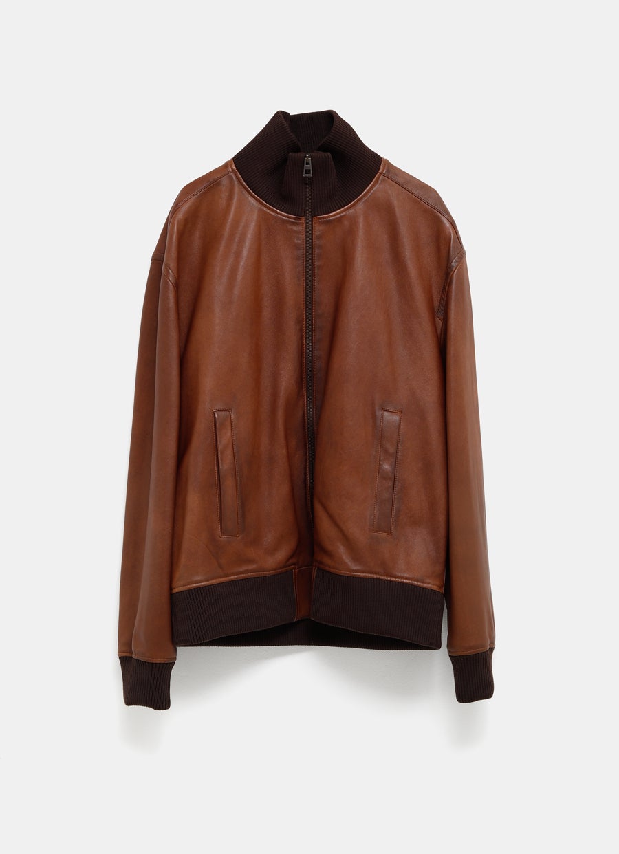 Zip-up Jacket in Nappa Lambskin