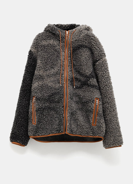 Hooded jacket in wool blend