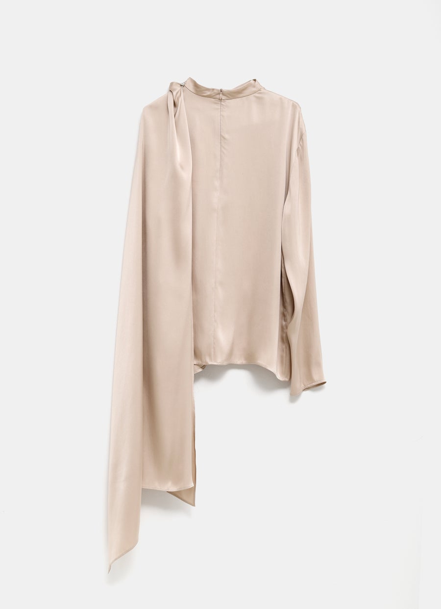 Cape-Effect Silk Blouse