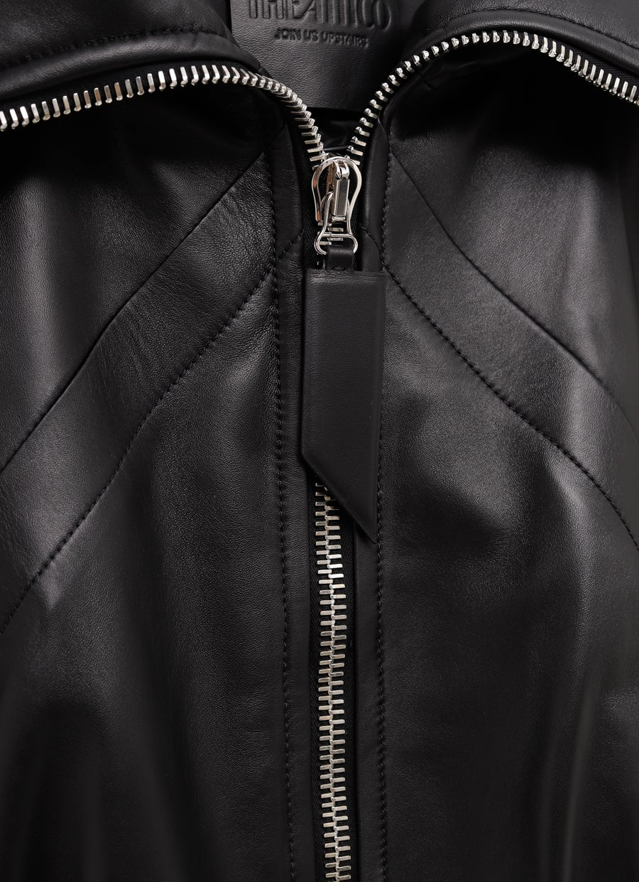 Leather Bomber Hoodie