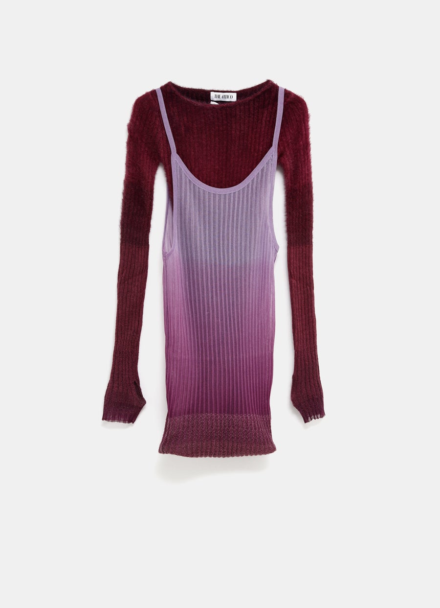 Purple and Burgundy Gradient Midi Dress