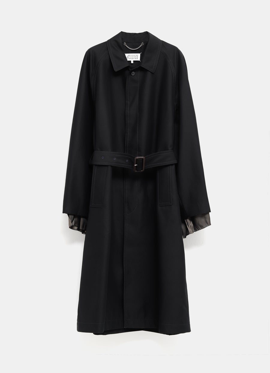 Spread-Collar Trench Coat