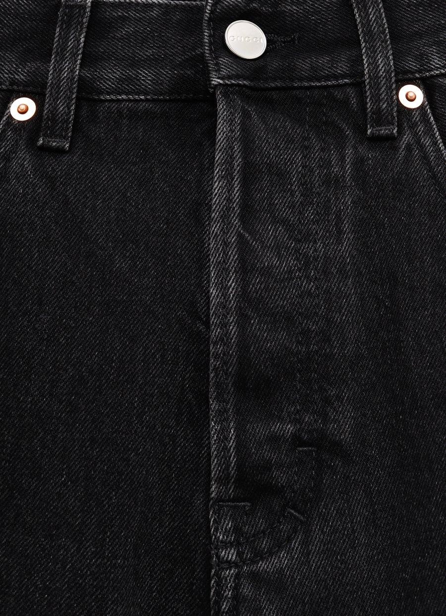 Straight Denim Pant with Laser Detail