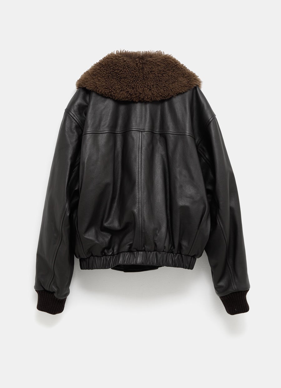 Leather Blouson with Shearling Collar