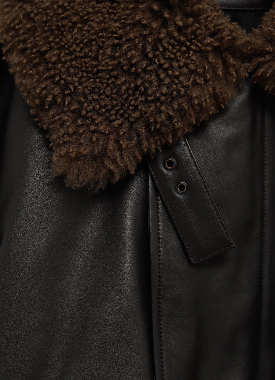 Leather Blouson with Shearling Collar